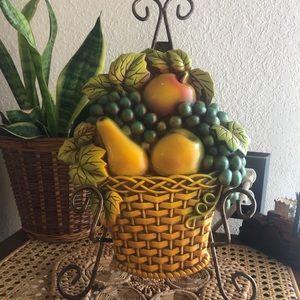 1969 Miller Studio Chalk-ware Vintage Fruit Basket Wall Hanging